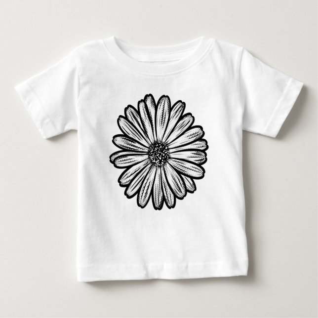 Camiseta De Bebé Hermosa flor de margarita, Ilustracion de semitono (Anverso)
