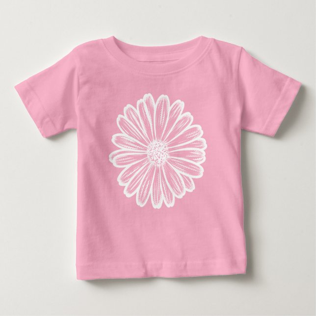 Camiseta De Bebé Hermosa flor de margarita, Ilustracion de semitono (Anverso)