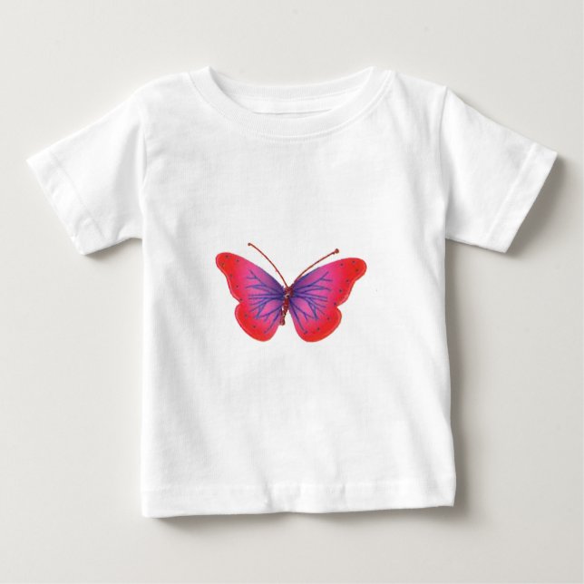 Camiseta De Bebé Hermosa mariposa rosa y morado (Anverso)