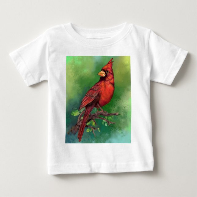 Camiseta De Bebé Hermosa pintura de pájaros del cardenal rojo del n (Anverso)