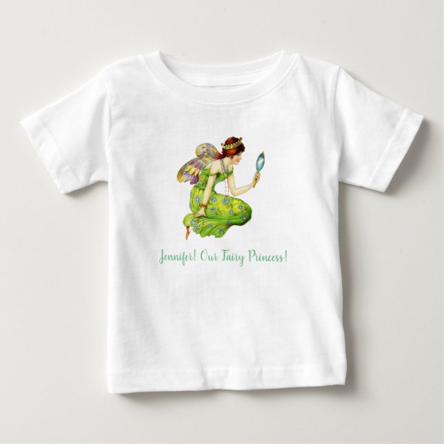 Camiseta De Bebé Hermosa Princesa Hada con Nombre Personalizado (Anverso)
