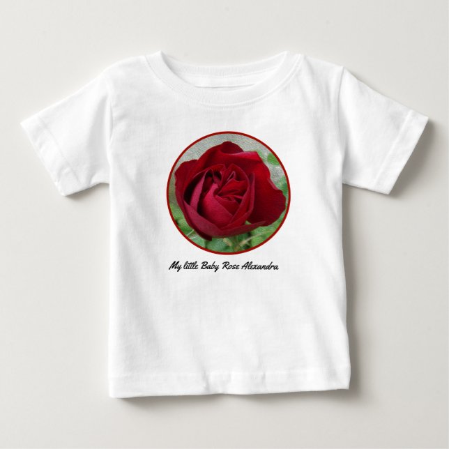 Camiseta De Bebé Hermosa Rosa Roja monogramada para su bebé (Anverso)