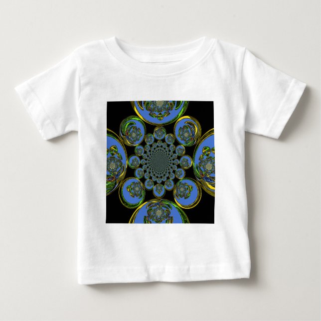 Camiseta De Bebé Hermoso arte fresco azul real negro Kaleidoscope (Anverso)