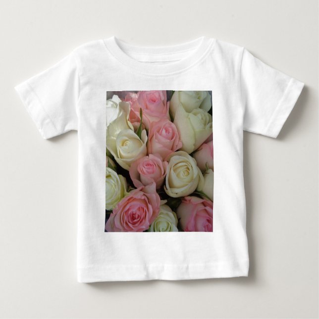 Camiseta De Bebé Hermoso Bouquet de flores de rosas blancas rosas (Anverso)