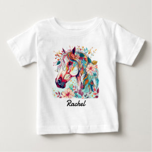 Camiseta De Bebé Hermoso caballo colorido