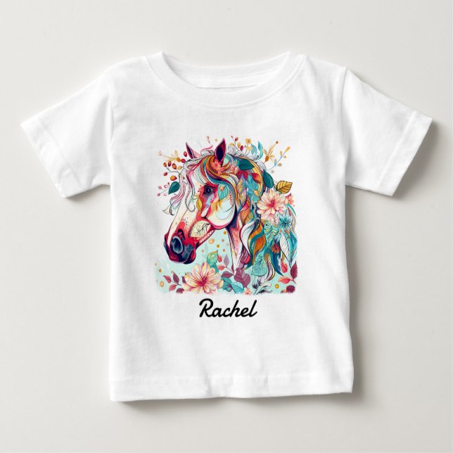 Camiseta De Bebé Hermoso caballo colorido (Anverso)