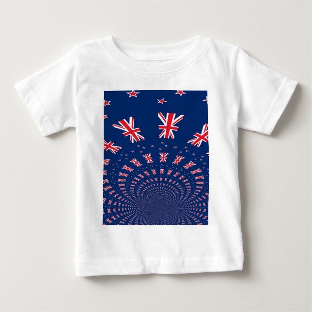 Camiseta De Bebé Hermoso diseño de arte con bandera de Nueva Zeland (Anverso)