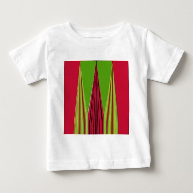 Camiseta De Bebé Hermoso diseño de arte fractal verde amarillo rojo (Anverso)