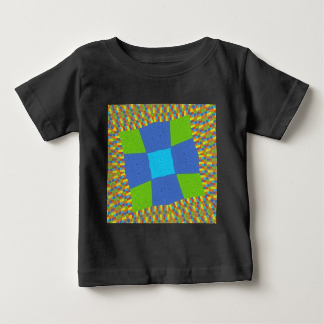 Camiseta De Bebé Hermoso diseño de impresión de arte azul verde azu (Anverso)