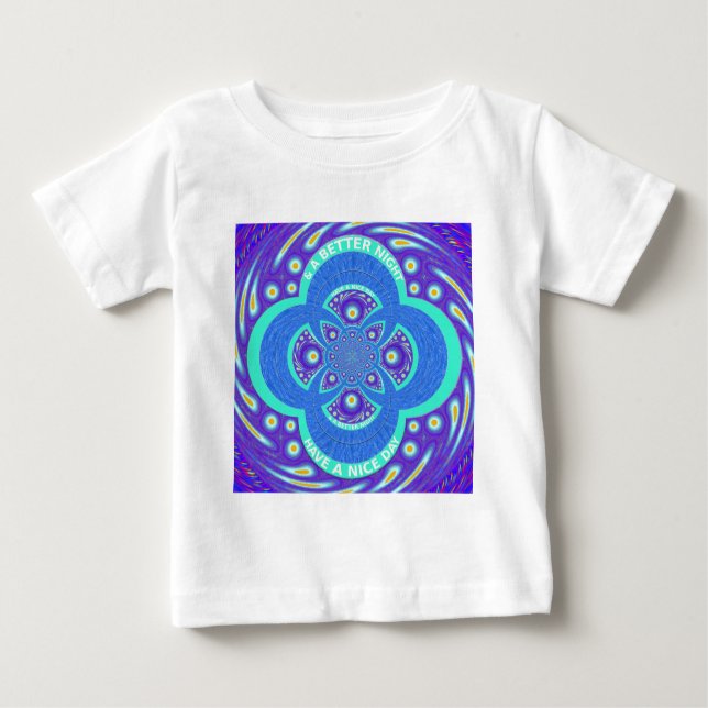 Camiseta De Bebé Hermoso diseño de la flora de Mandala azul african (Anverso)