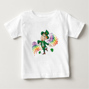Camiseta De Bebé Hermoso y alegre leprechaun bailando, un arco iris