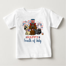 Camiseta De Bebé Hermoso y feliz cuarto de julio Perros fuegos arti