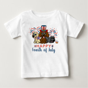 Camiseta De Bebé Hermoso y feliz cuarto de julio Perros fuegos arti