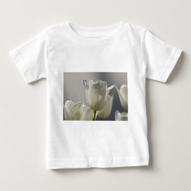 Camiseta De Bebé Hermosos Tulipanes de Primavera Blanca (Anverso)