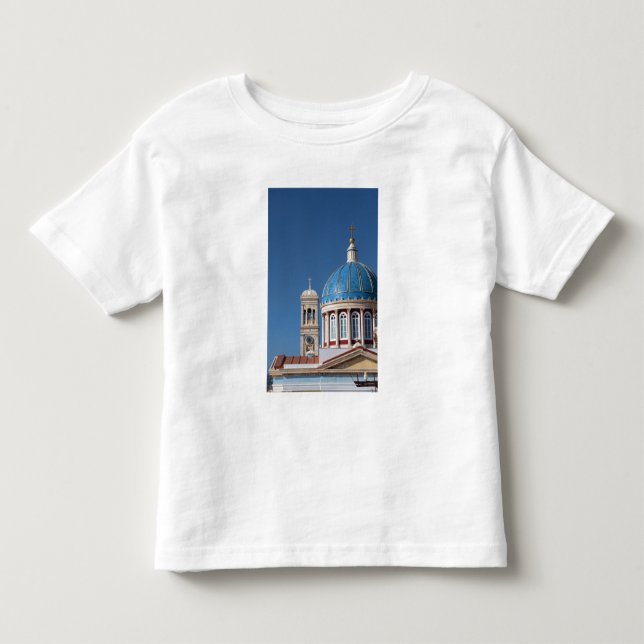 Camiseta De Bebé Hermoupolis, isla de Siros, Grecia. Cúpula azul de (Anverso)