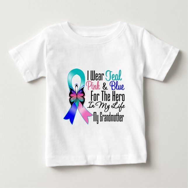 Camiseta De Bebé Héroe de la cinta del cáncer de tiroides mi abuela (Anverso)