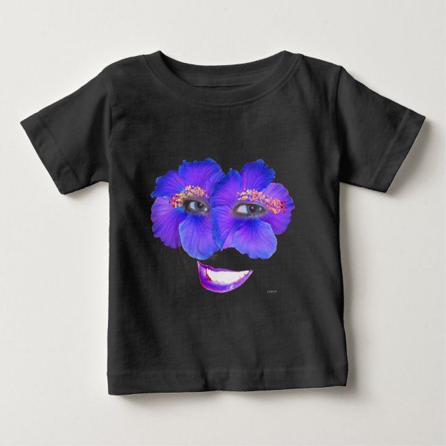 Camiseta De Bebé Hibiscus Face con sonrisa - Azul (Anverso)