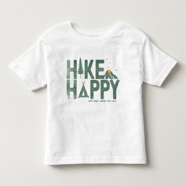 Camiseta De Bebé Hike Happy Camper Hiker Senking Family personaliza (Anverso)