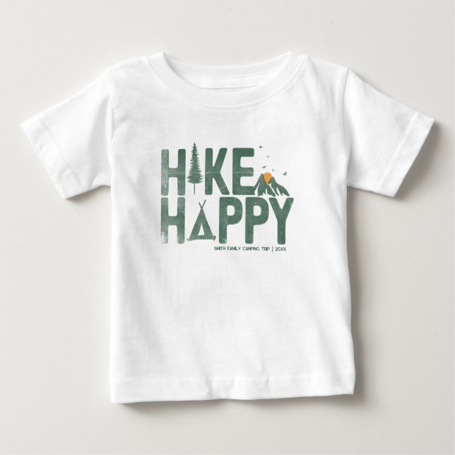 Camiseta De Bebé Hike Happy Camper Hiker Senking Family personaliza (Anverso)