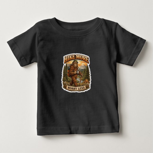 Camiseta De Bebé Hike More Worry Less Bigfoot Camping (Anverso)