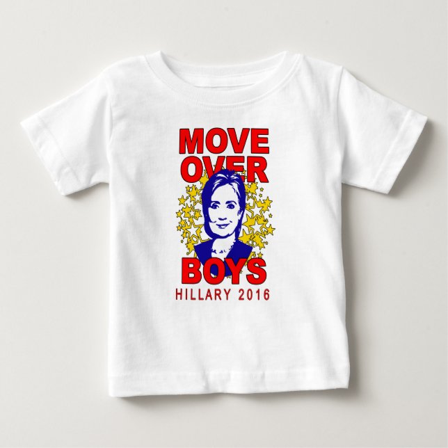 Camiseta De Bebé Hillary Clinton se mueve por encima del niño peque (Anverso)