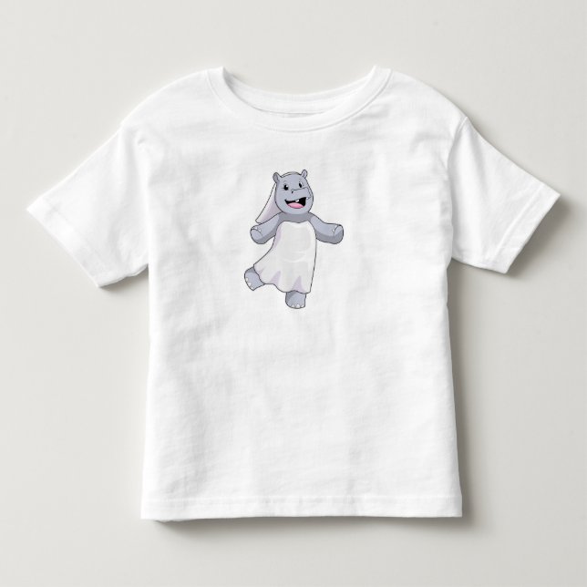 Camiseta De Bebé Hipopótamo como novia con velo (Anverso)