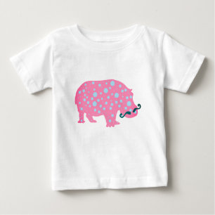 Camiseta De Bebé Hipopótamo Dots Moustacehs Bebé Romper, Blanco