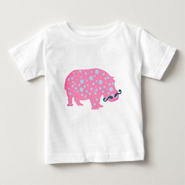 Camiseta De Bebé Hipopótamo Dots Moustacehs Bebé Romper, Blanco (Anverso)