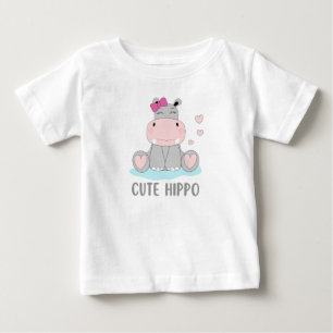 Camiseta De Bebé Hipopótamo lindo 