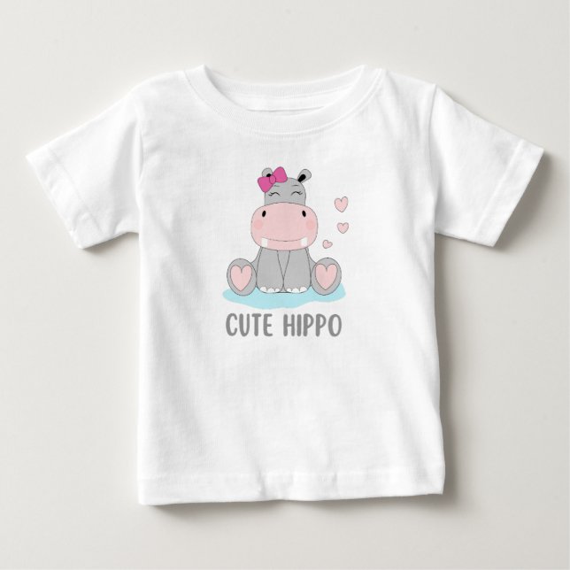 Camiseta De Bebé Hipopótamo lindo  (Anverso)