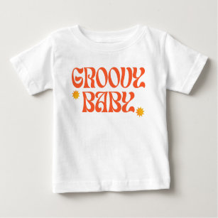 Camiseta De Bebé Hippie Groovy bebé Naranja de mostaza de los años 