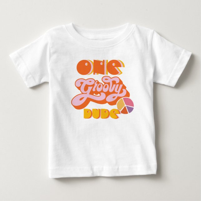 Camiseta De Bebé Hippie One Groovy Dude Baby T-Shirt (Anverso)
