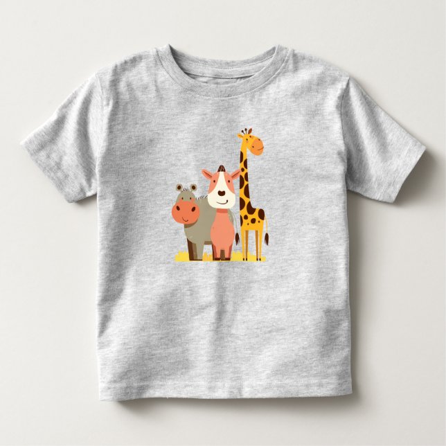 Camiseta De Bebé Hippo Abrazos y gafas de jirafa Adorable Safari Ba (Anverso)