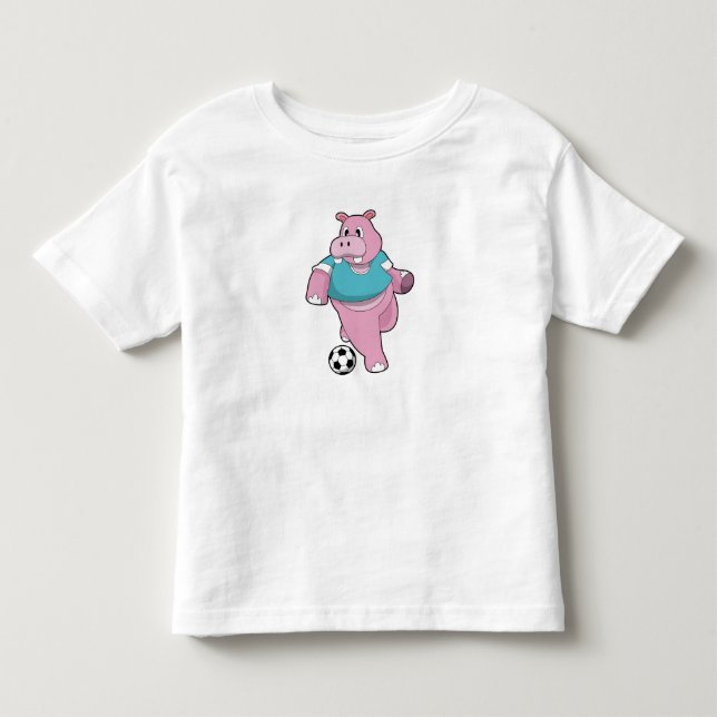 Camiseta De Bebé Hippo as Soccer player with Soccer.PNG (Anverso)