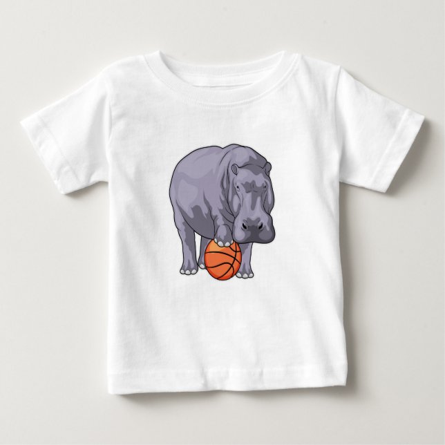 Camiseta De Bebé Hippo Baloncesto Baloncesto (Anverso)