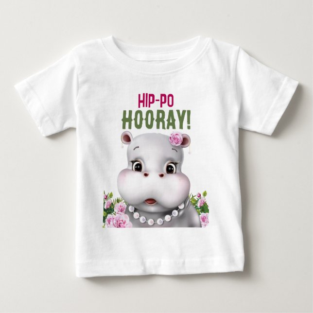 Camiseta De Bebé Hippo Chica Floral Cumpleaños (Anverso)