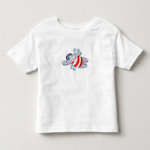 Camiseta De Bebé Hippo como buceador con gafas de natación