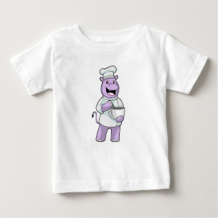 Camiseta De Bebé Hippo como chef con Bowl