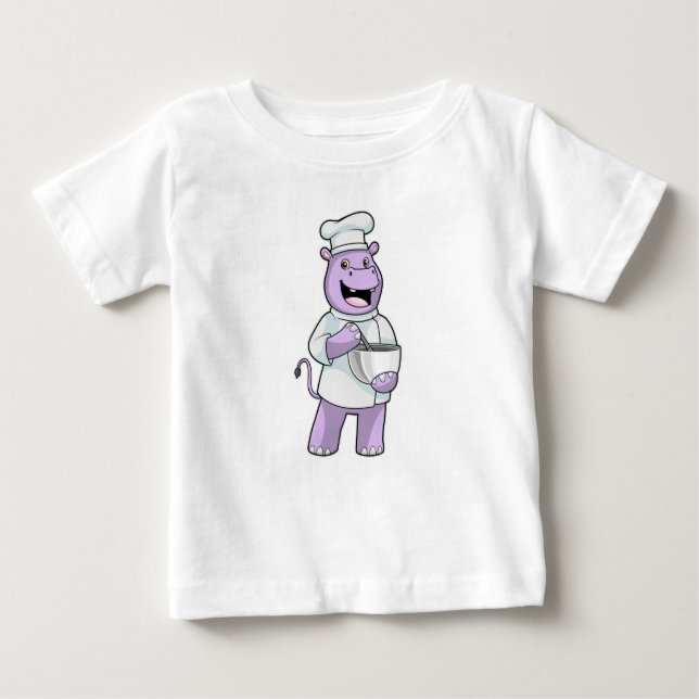 Camiseta De Bebé Hippo como chef con Bowl (Anverso)