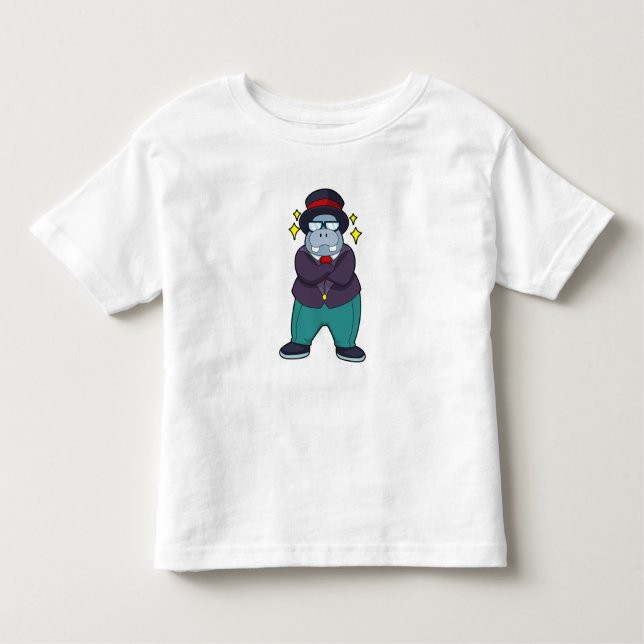 Camiseta De Bebé Hippo como Groom con Suit.PNG (Anverso)