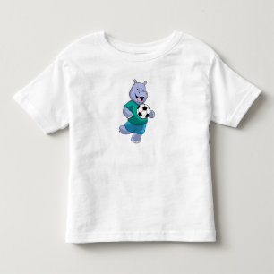 Camiseta De Bebé Hippo como jugador de fútbol con fútbol