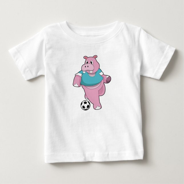 Camiseta De Bebé Hippo como jugador de fútbol con Soccer.PNG (Anverso)