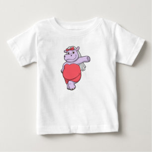 Camiseta De Bebé Hippo como novia con velo y reverencia