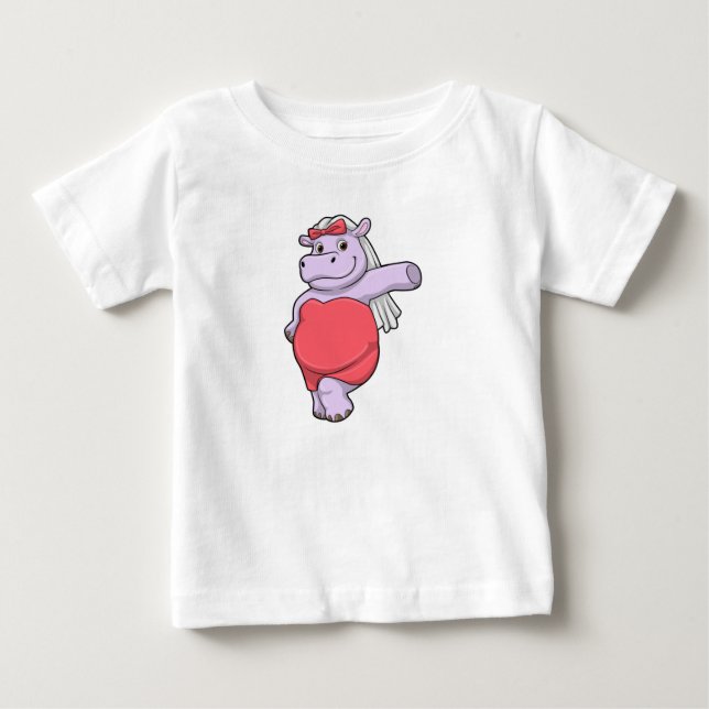 Camiseta De Bebé Hippo como novia con velo y reverencia (Anverso)