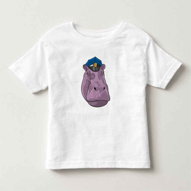Camiseta De Bebé Hippo como oficial de policía (Anverso)