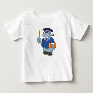 Camiseta De Bebé Hippo como profesor con libro