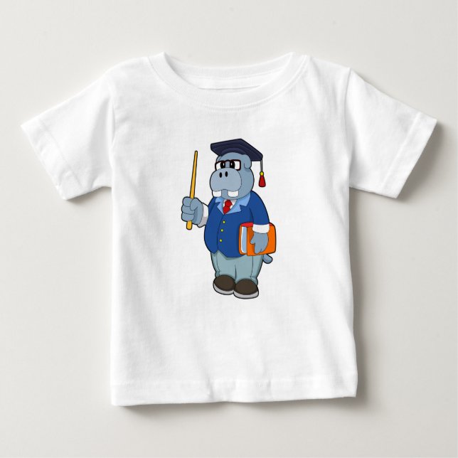 Camiseta De Bebé Hippo como profesor con libro (Anverso)