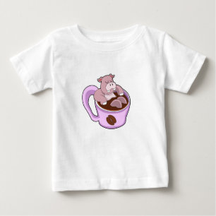 Camiseta De Bebé Hippo con Copa de Café