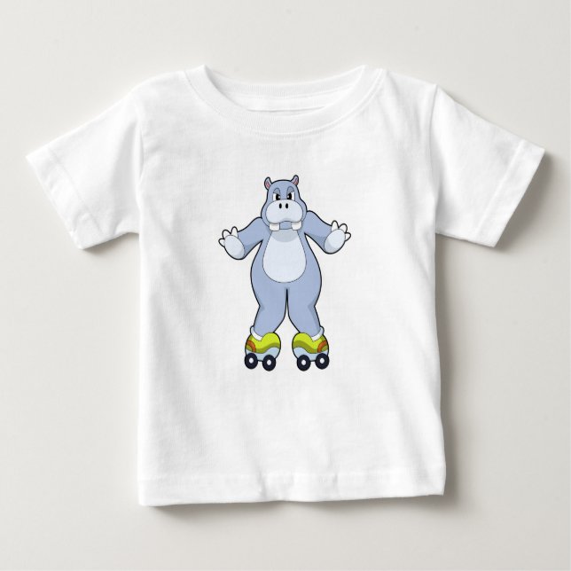 Camiseta De Bebé Hippo con patines de patines (Anverso)