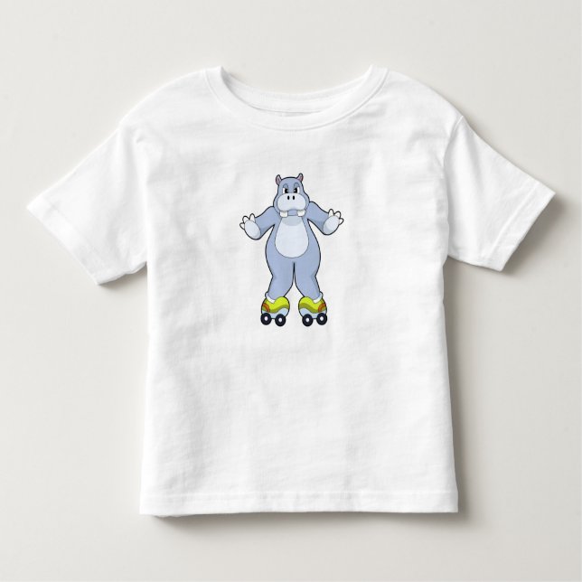 Camiseta De Bebé Hippo con patines de patines (Anverso)